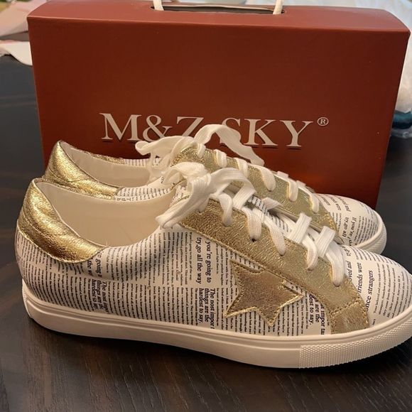 m&z Shoes - Gold Start Casual Low Top Sneakers